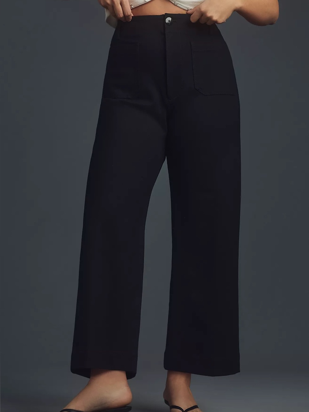 Maeve by Anthropologie The Colette Black Wide Leg Cropped Ponte Pants Size 26